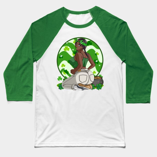 African American Leprechaun St. Patricks Day Baseball T-Shirt by Noseking